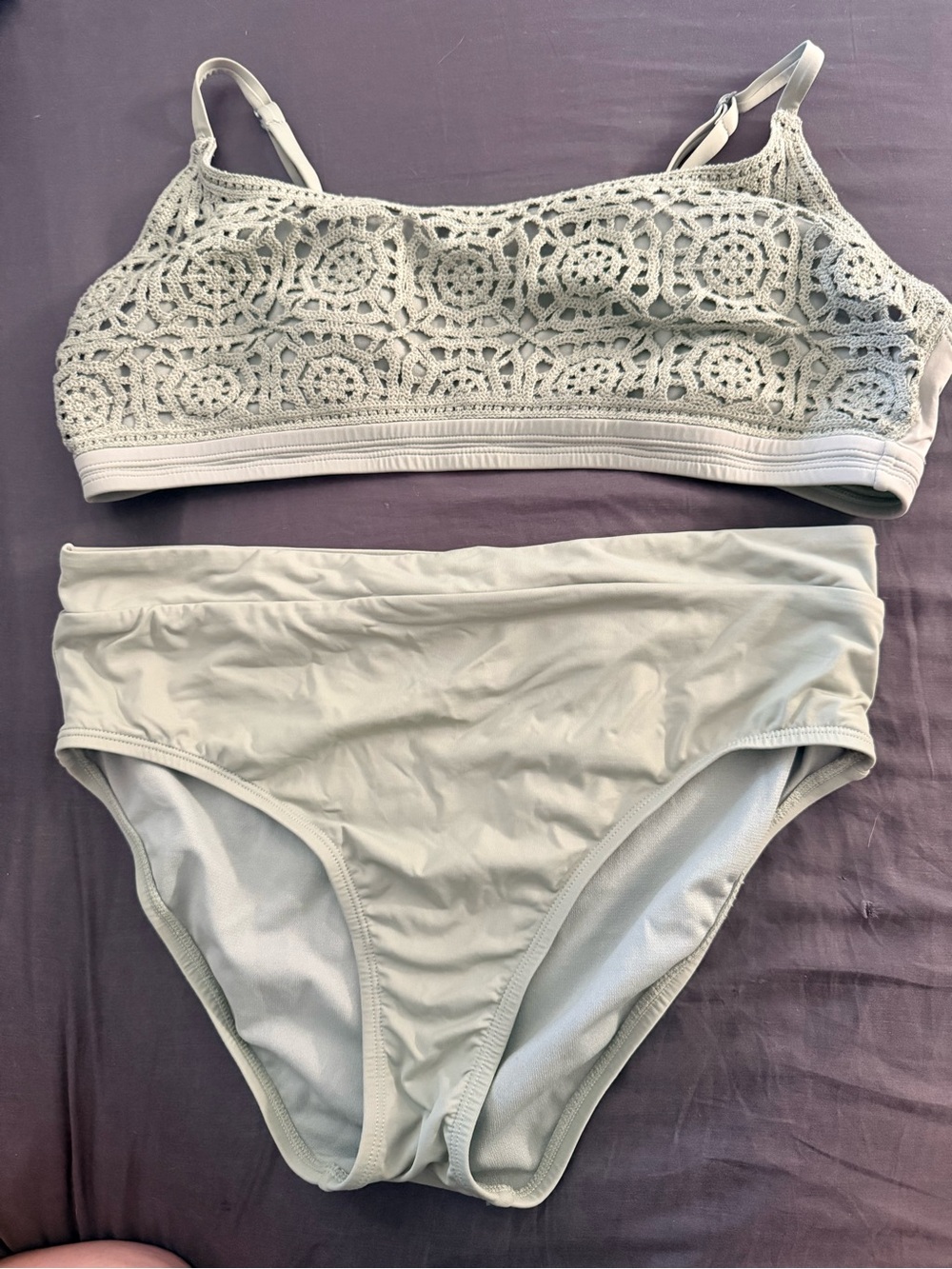 Freshwater Light Sage Crochet-Top Bikini Set
